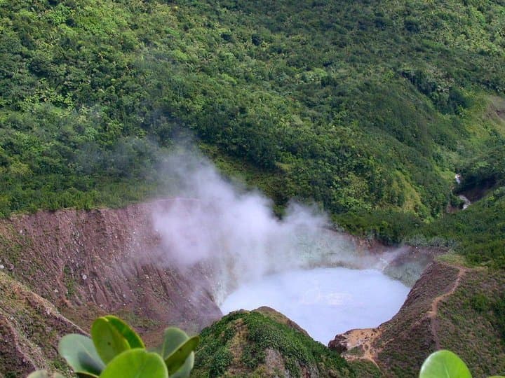 Looking down at the hot pool