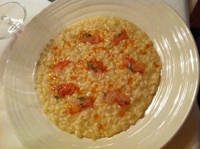 Risotto al Martini, lime e code di gamberi