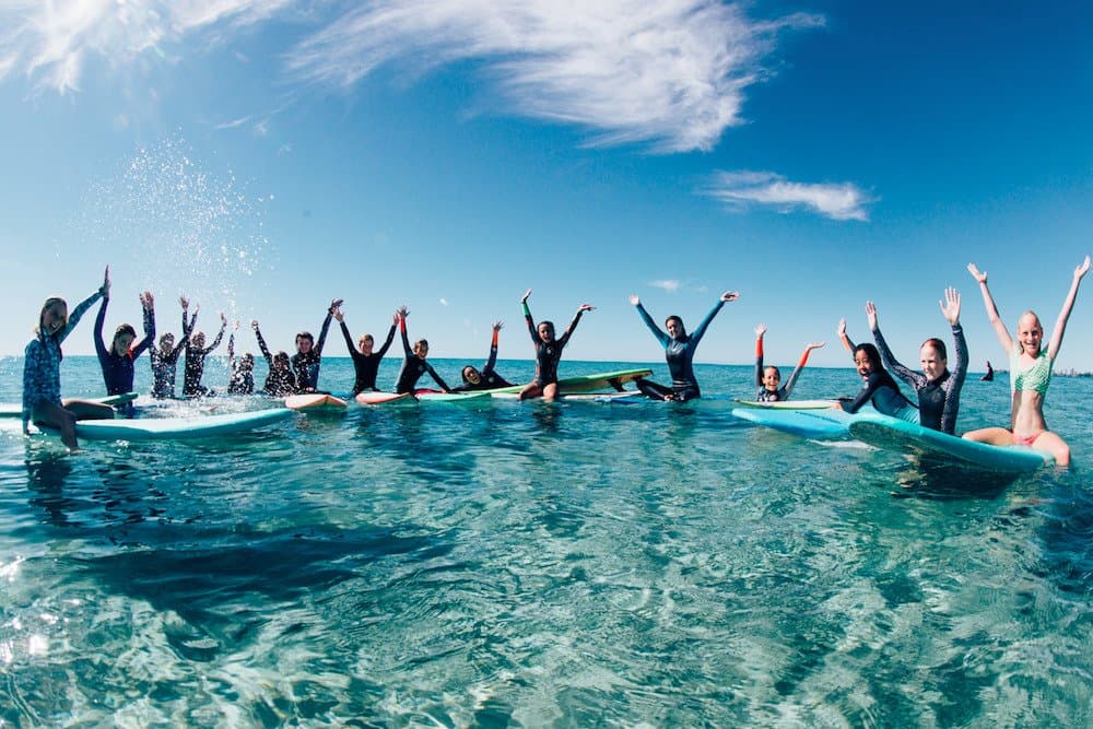 Specialty all girls surf day at Currumbin Alley Surf School