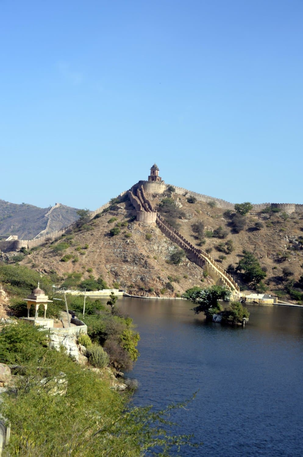 A view of the lake from an uphill track