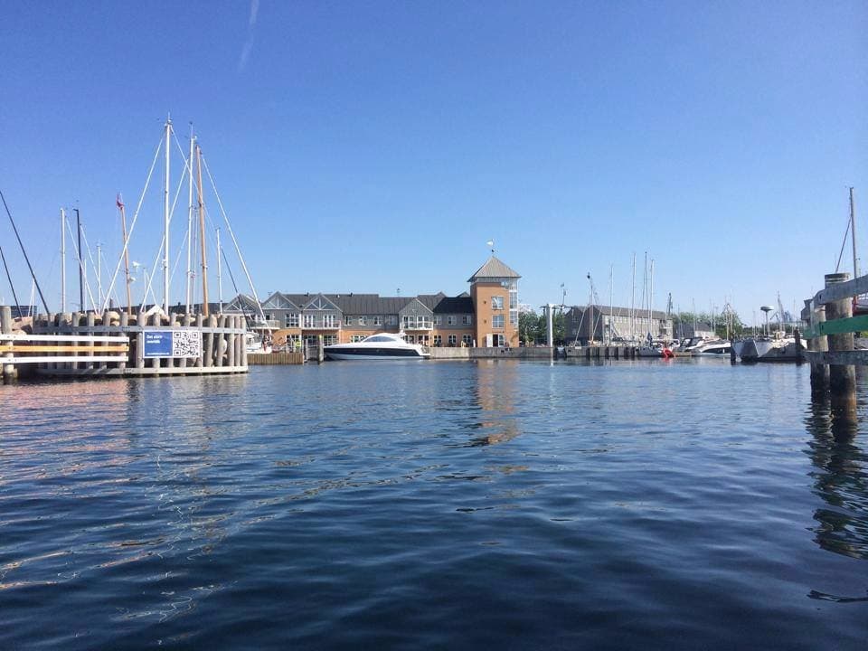 Marselisborg Harbour seen fro the entrance to the harbour
