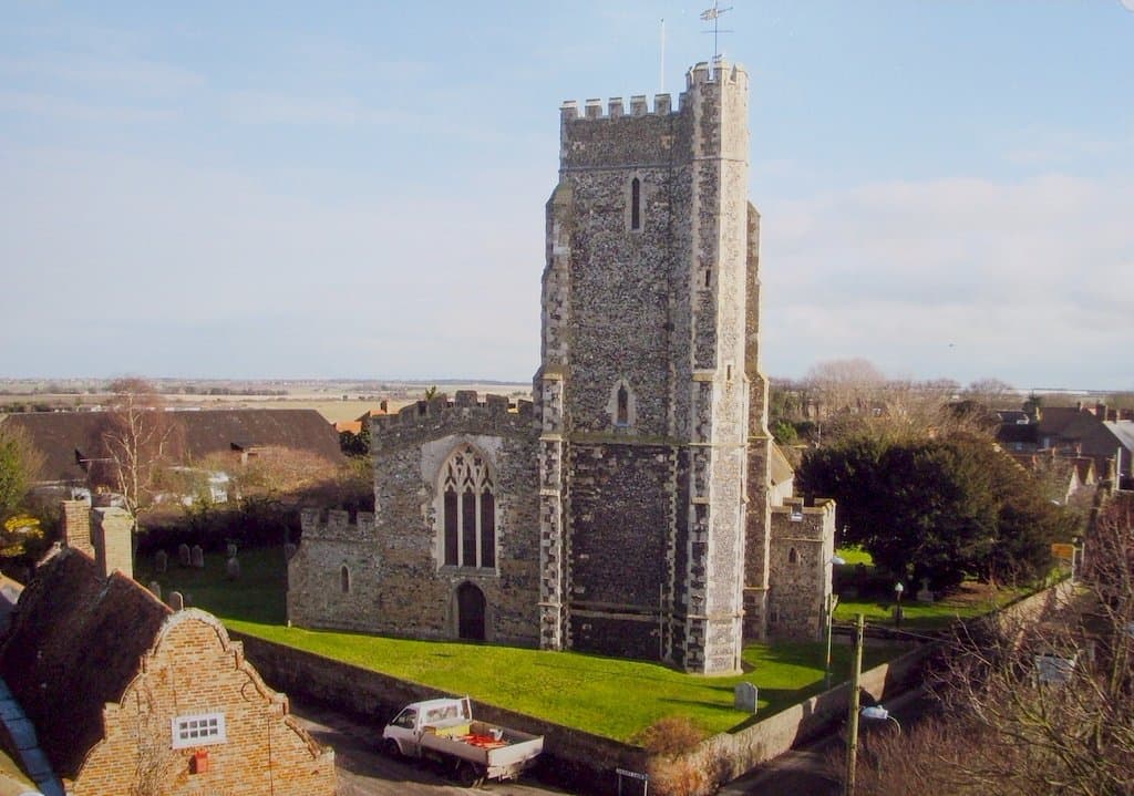 St Nicholas-at-Wade church seen from the southwest