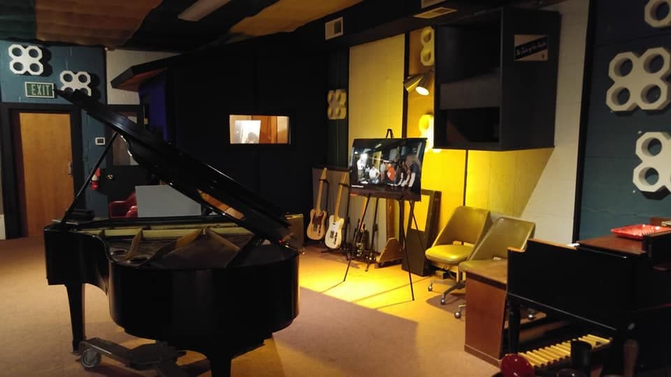 The studio and grand piano