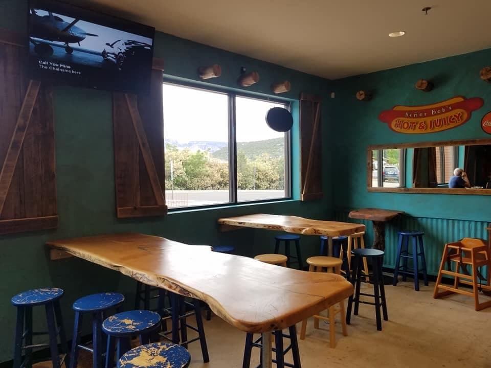 Part of the dining area with a window!