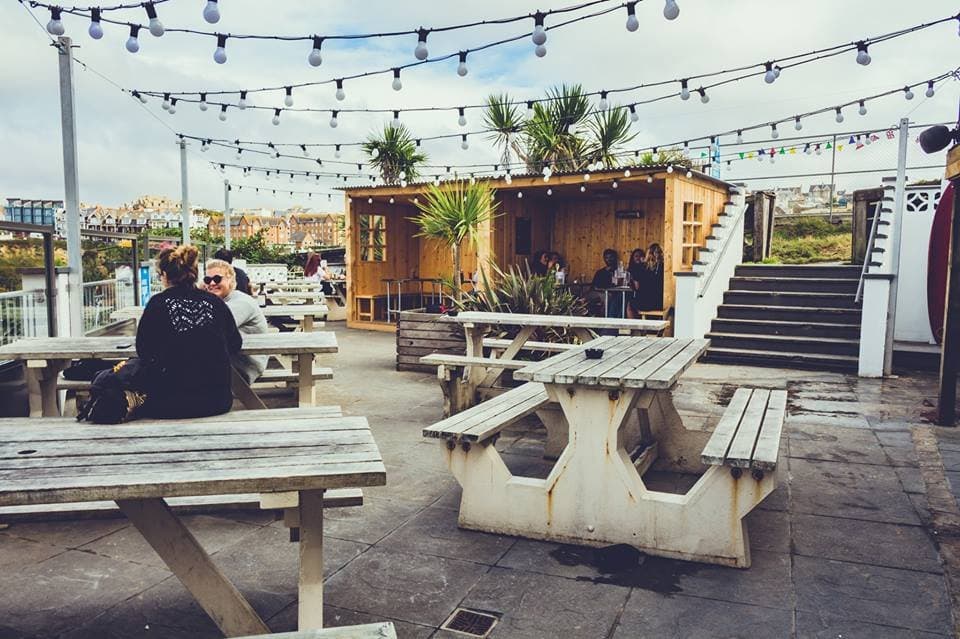 Our outside terrace overlooking the beach