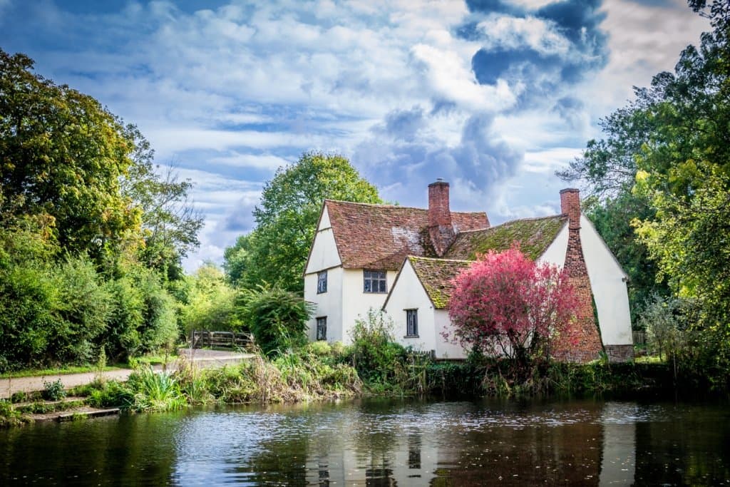 General view of Flatford Mill and Willy Lott's cottage.