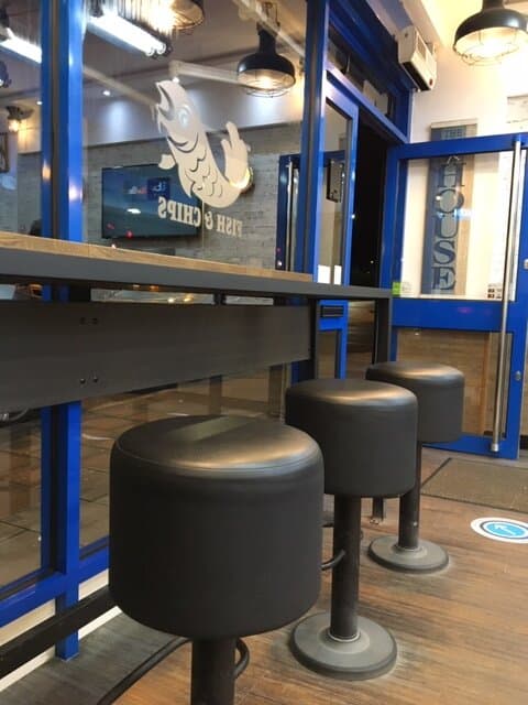 The seated counter looking out on Chessington Parade from The Marlin