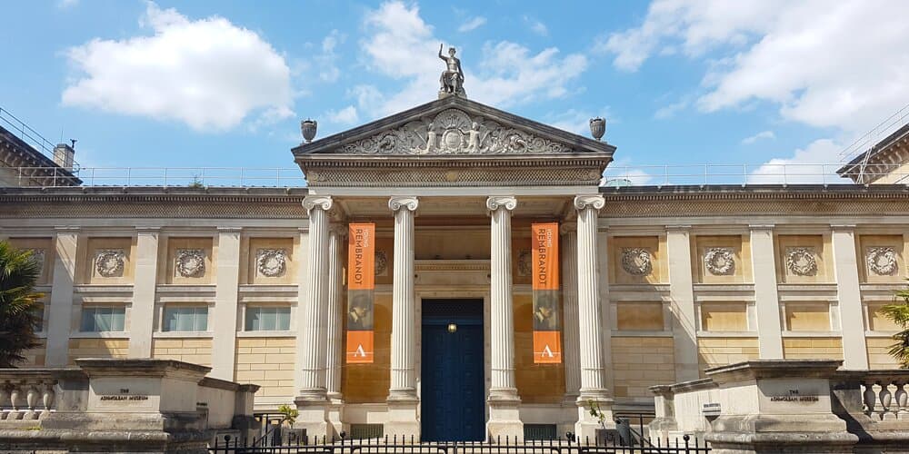 The entrance to the Ashmolean Museum, the University of Oxford’s museum of art and archaeology, founded in 1683. The Museum's world famous collections range from Egyptian mummies to contemporary art, telling human stories across cultures and across time.