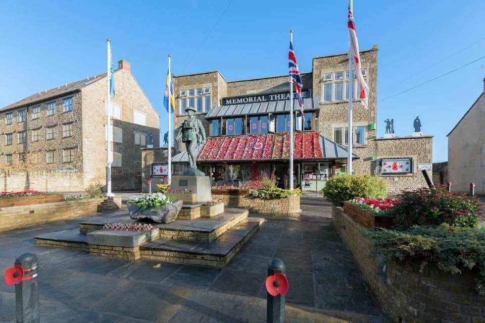 Frome Memorial Theatre during Remembrance Day.
We celebrate each year with a service outside the theatre.