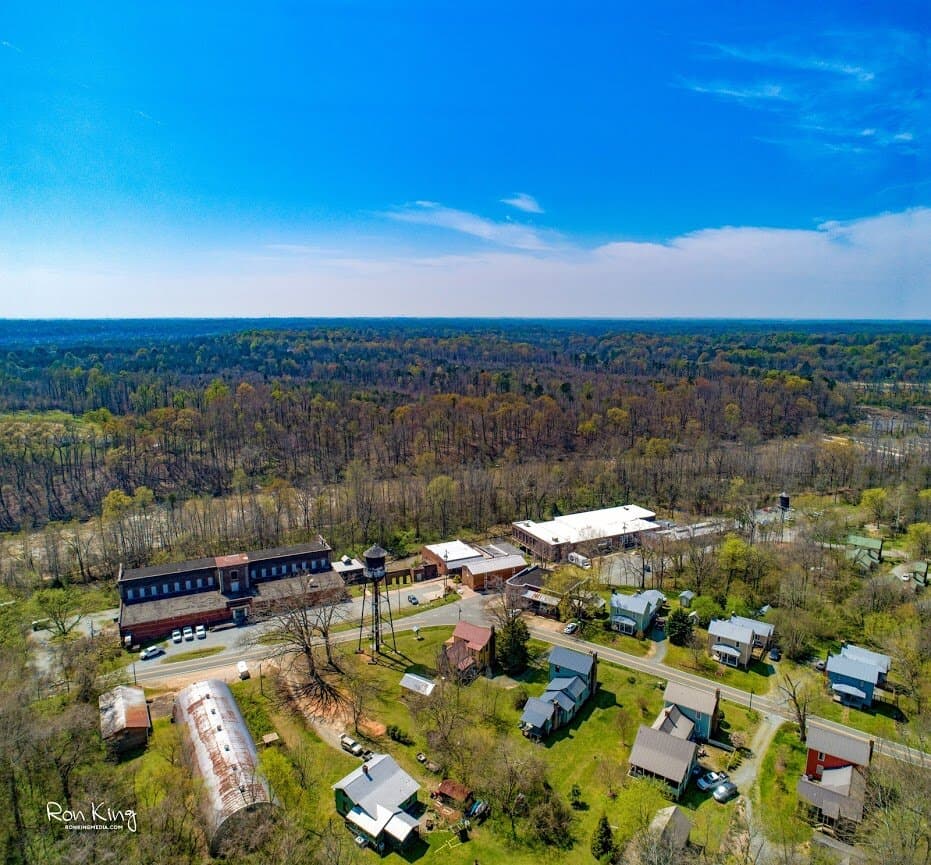 Aerial view of Historic Glencoe Mill Village