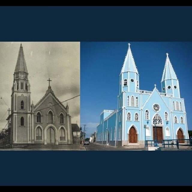 La primera iglesia en la colonia y en la actualidad...