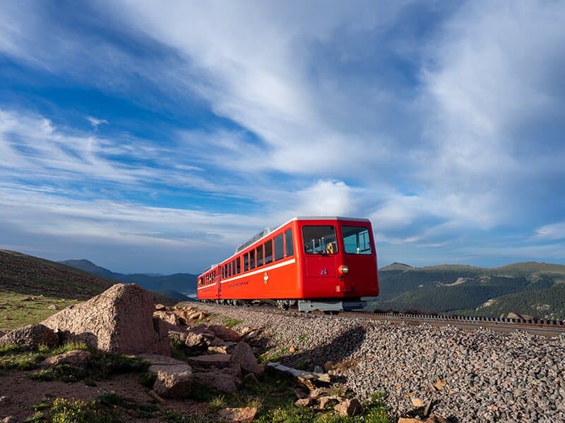 Cog Railway Train pictured during its ascent