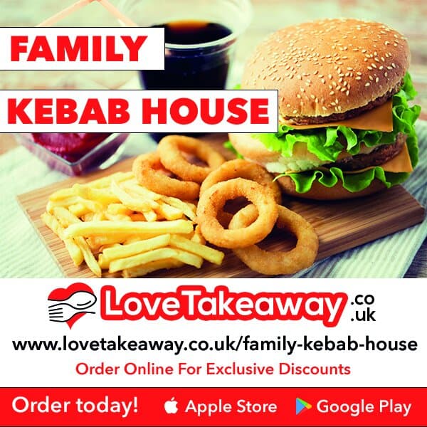 Order now for great experience. You can order with our online website and pay online using card.

www.lovetakeaway.co.uk/family-kebab-house

Our website is simple to use and fast way to place an order. Fast deliveries, quick service and great food.