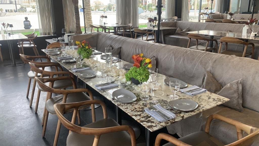 long table flower setup