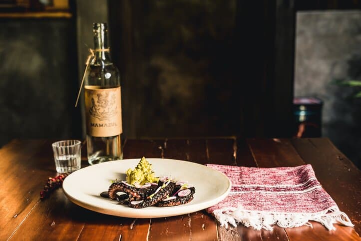 Octopus with mezcal pairing