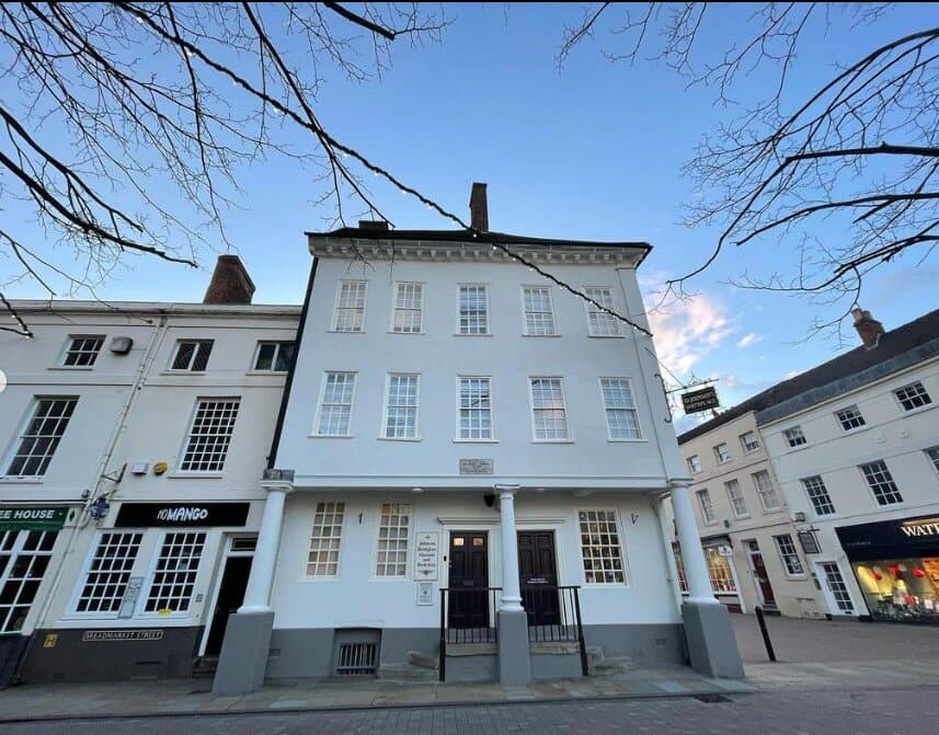 The Samuel Johnson Birthplace Museum, an 18th century townhouse on the Market Square in Lichfield