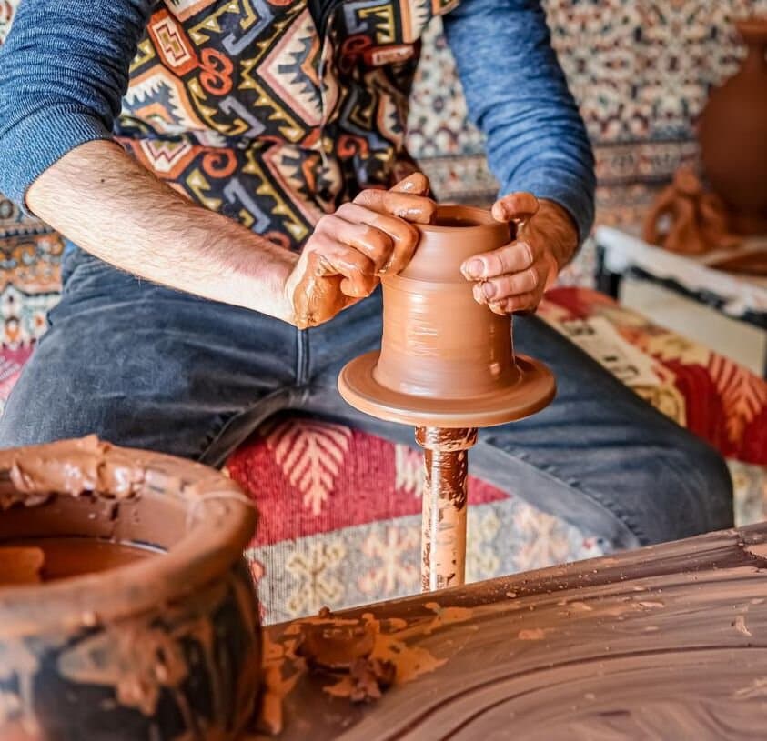 We use local clay for make pottery.
