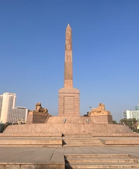 The obelisk now in the centre of Tahrir Square