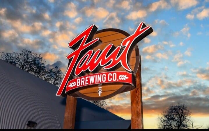 Faust Brewing Co. Entrance sign. 