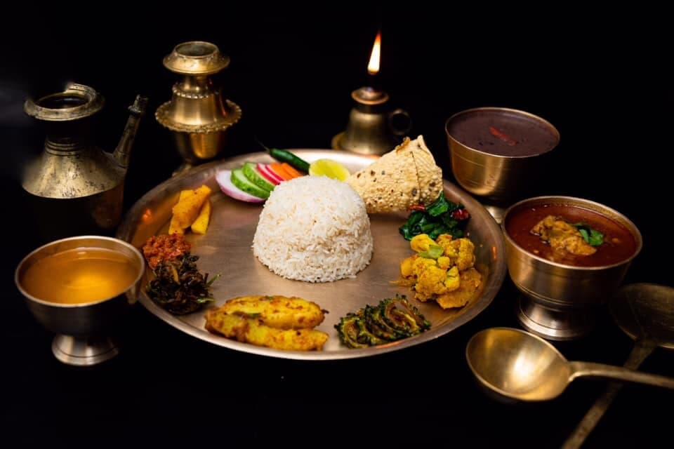 NEPALI KHANA SET Traditional Nepalese cuisine combining local rice, Mustang black beans, mustard greens. bitter gourd, seasonal vegetable, gundruk pickle, tomato pickle & choice of curry mentioned below. Chicken Khana Set  Local (Mutton/ Local Chicken)  Local Fish Paneer / Veg 