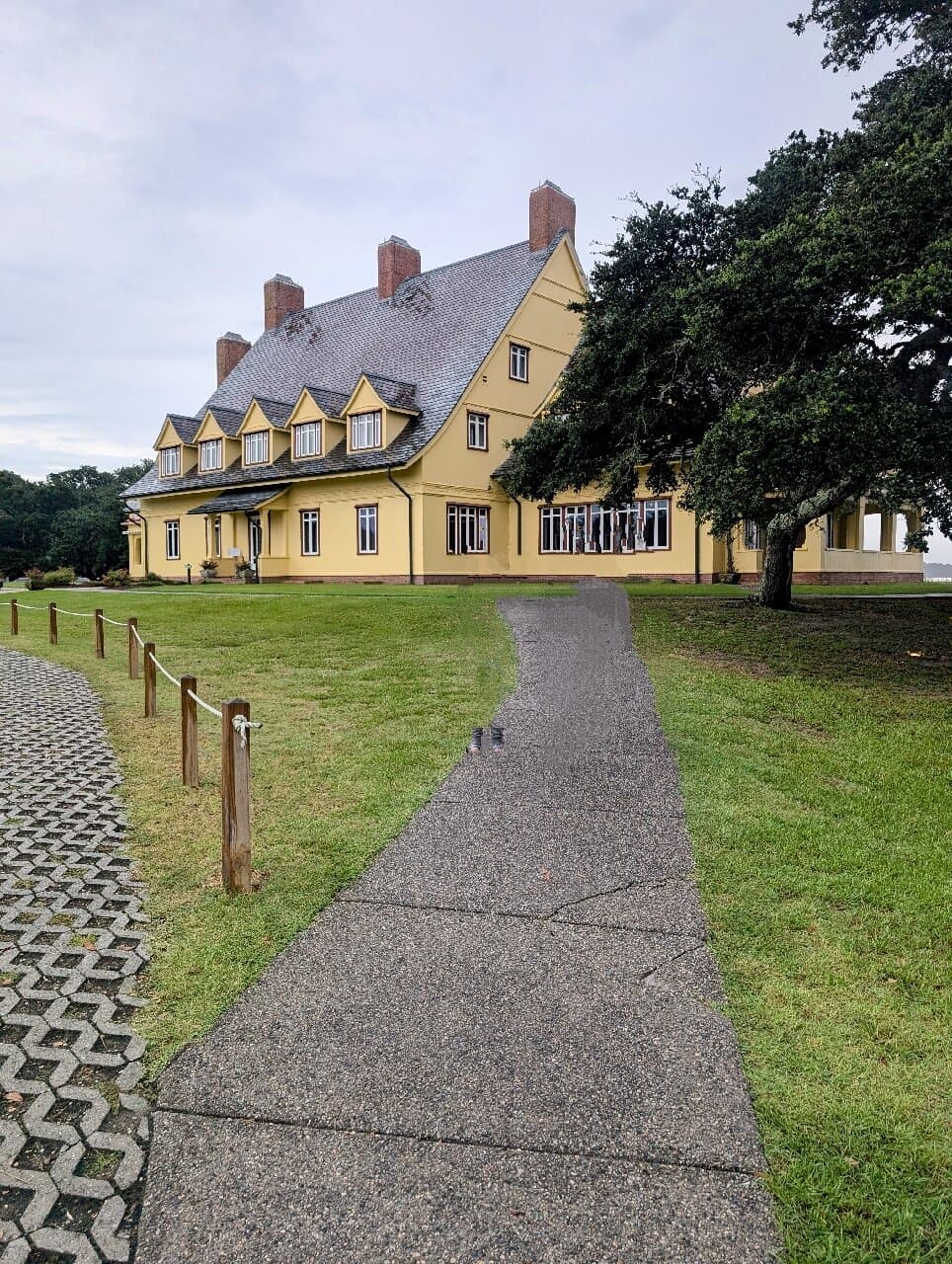 The outside of Whalehead Club's front entrance.