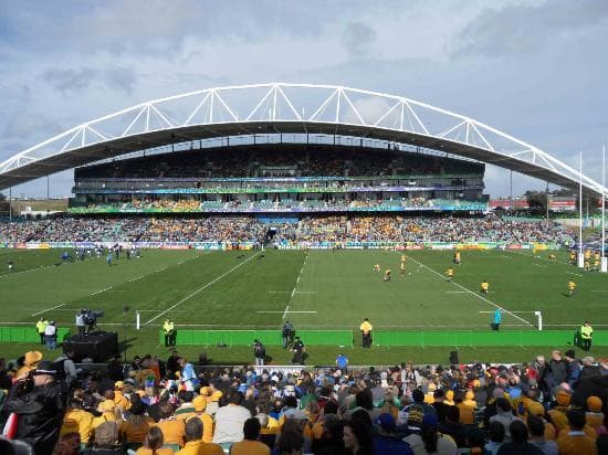 The curved main stand at North Harbour Stadium