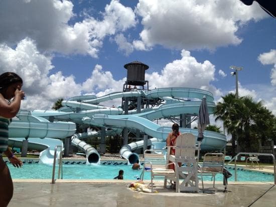 The water slides.

