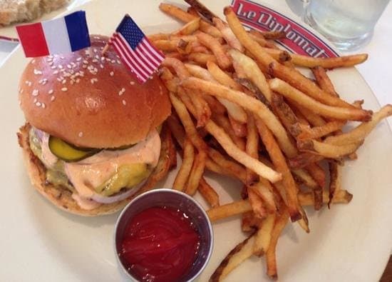 delicious hamburger and fries