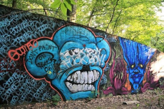 The wall! with graffiti at Camp Blue field