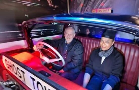 Horace Panter (The Specials) and Pauline Black OBE (The Selecter) in The Ghost Town Car. 