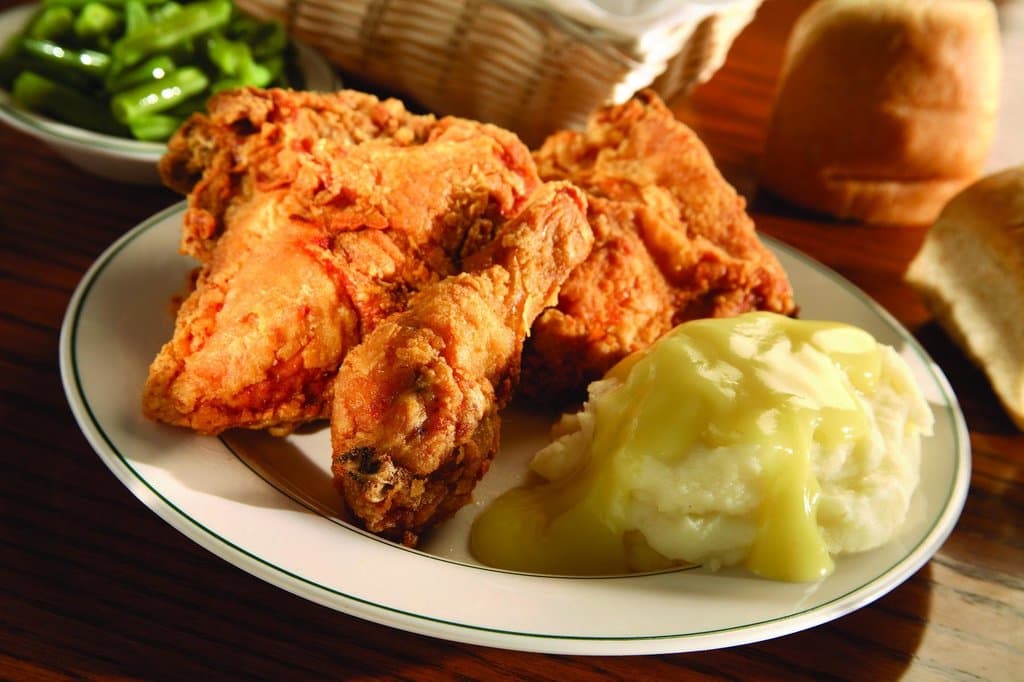 Broasted chicken and real mashed