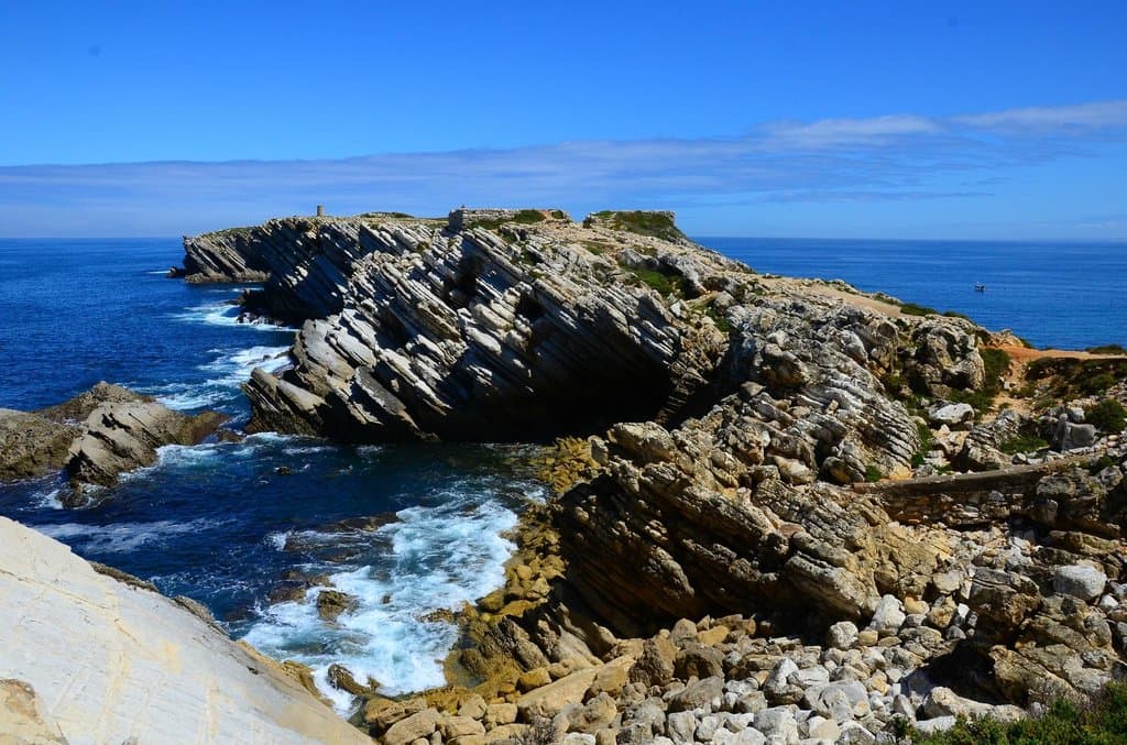 Rocks coming out from beach Obidos.