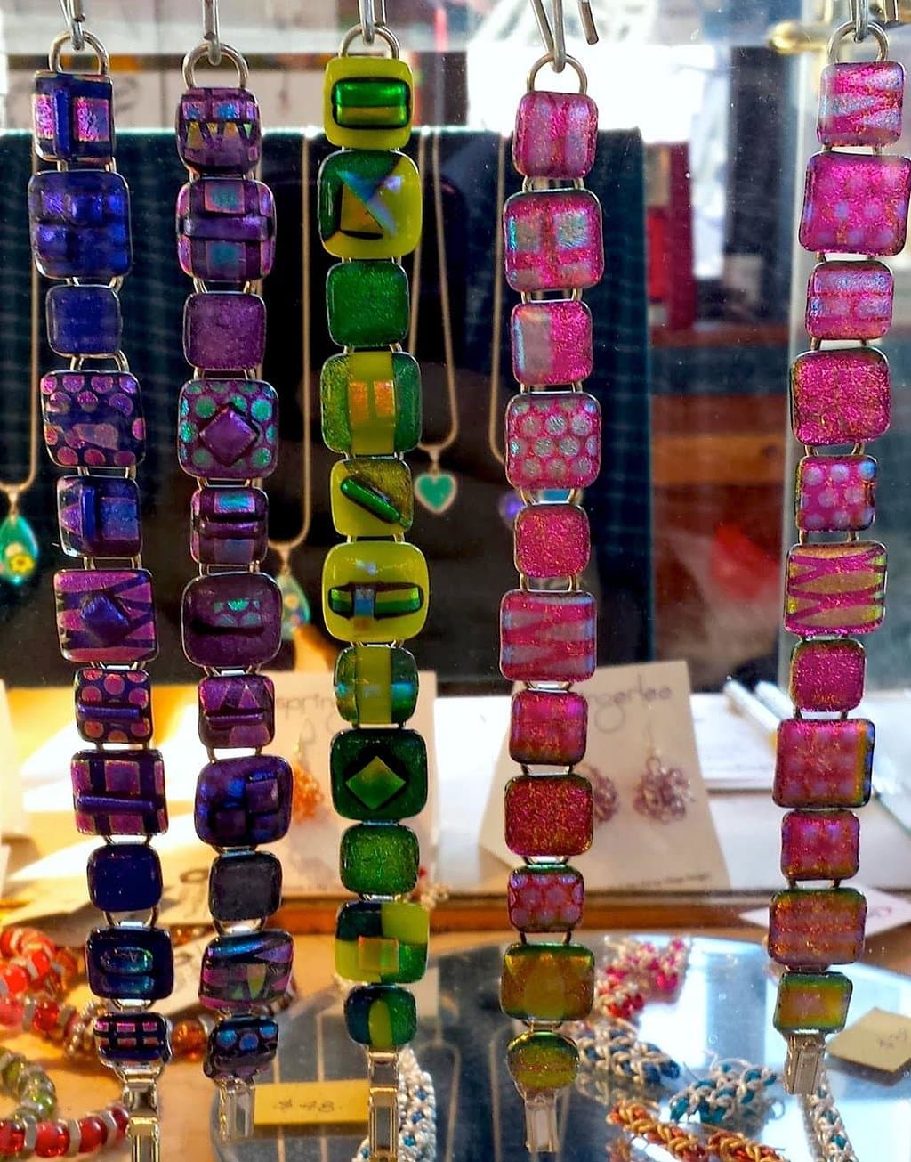Dichroic glass bracelets
