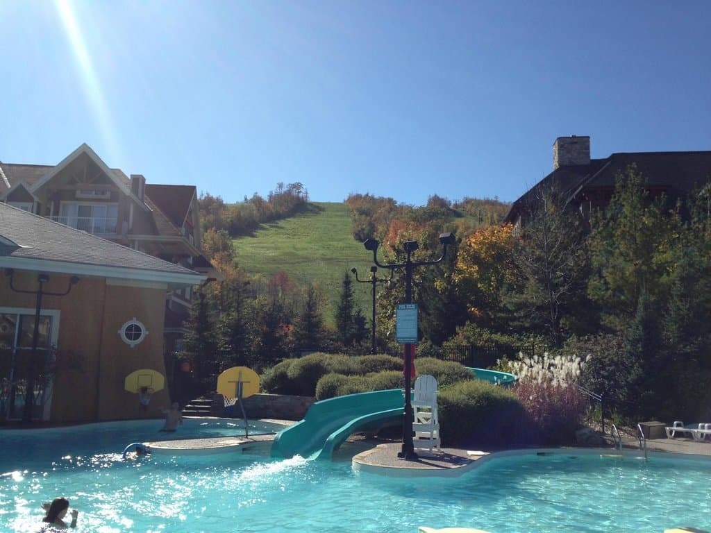Fall colours from the outdoor pool at Plunge!
