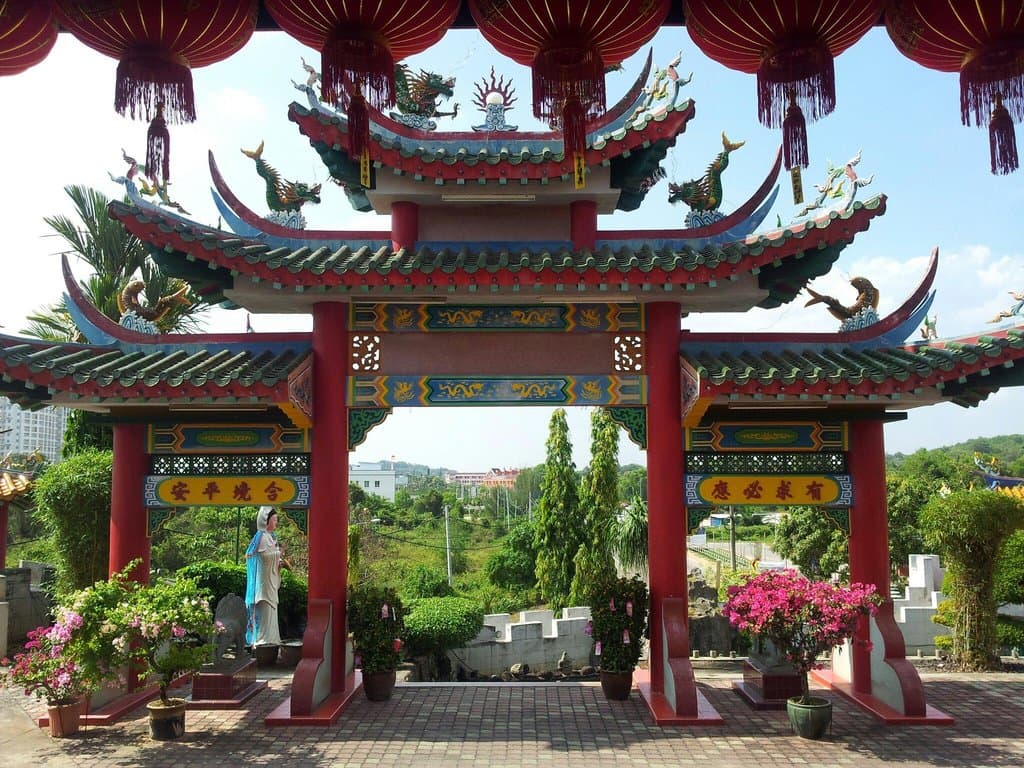 The intricate arch leading to the temple.
