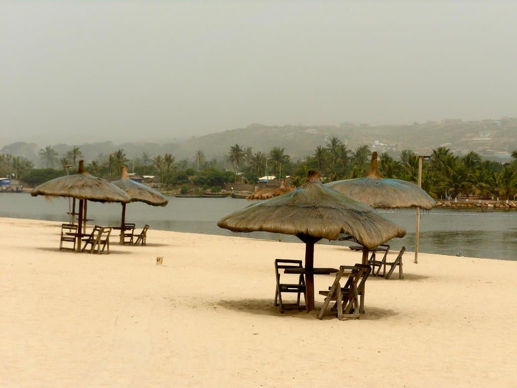 The beach is located between to the ocean and this river