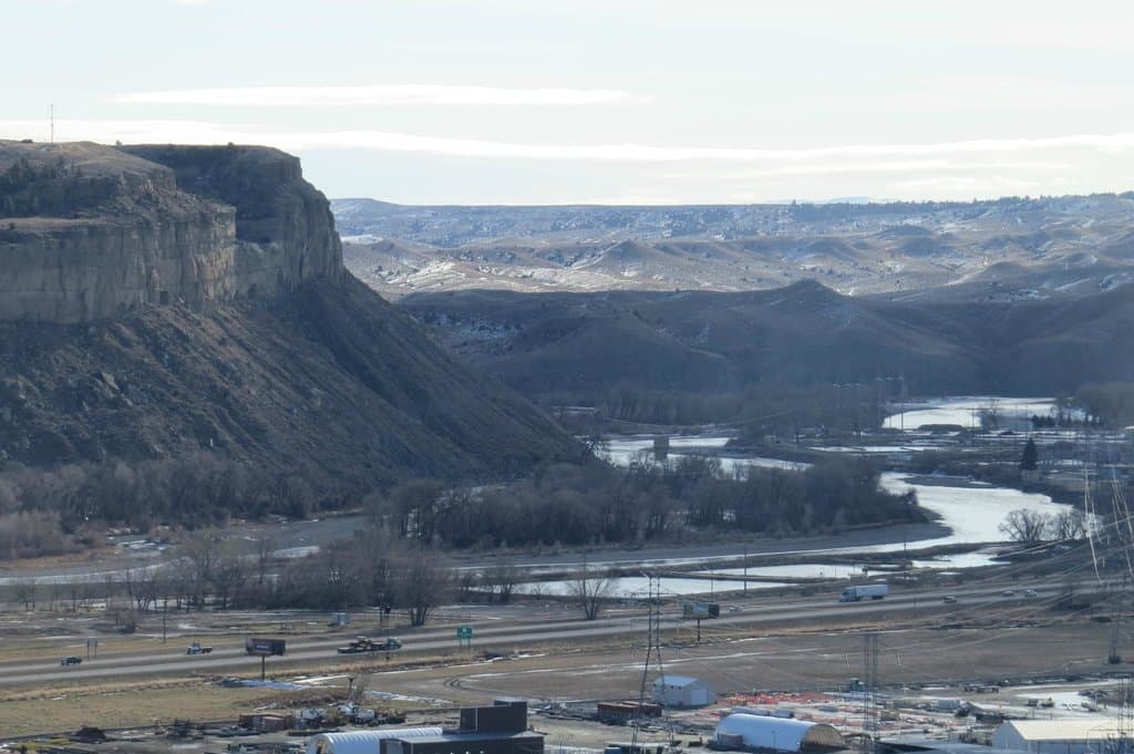 View down to Yellowstone River
