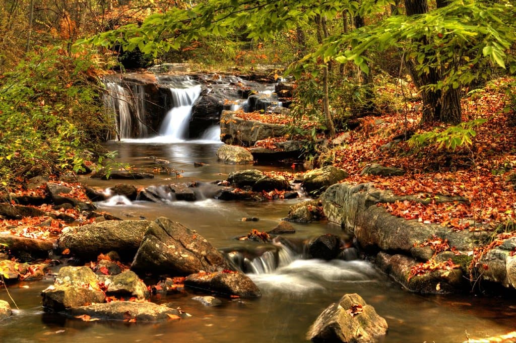 Small stream waterfall in Autumn on Shades Of Death Trail
