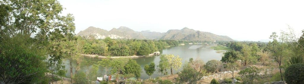 River Kwai from the top of the hill before enter to the temple and the cave.