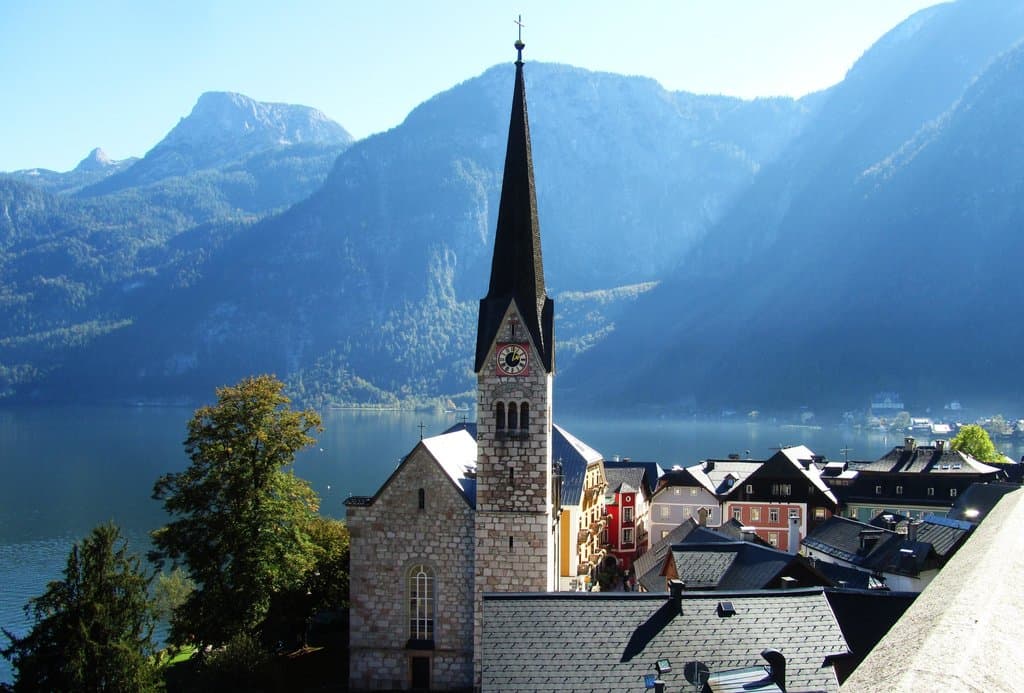 View of Lutheran Church from parish balcony