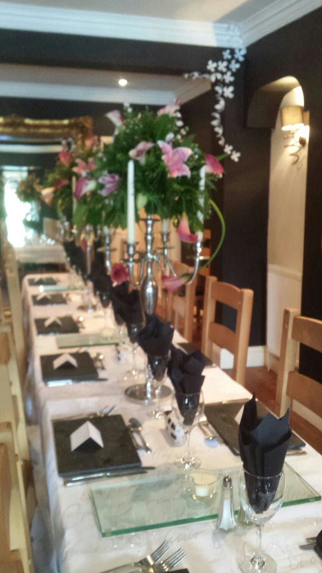 Upstairs dining room .