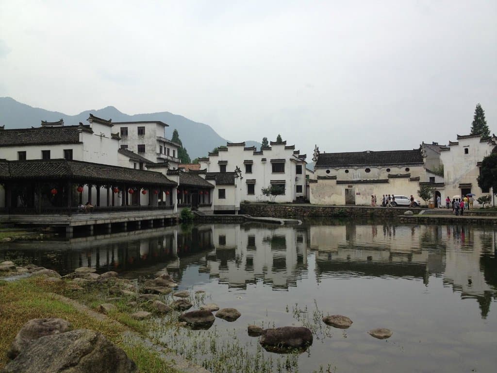 the water pond in the center of the village