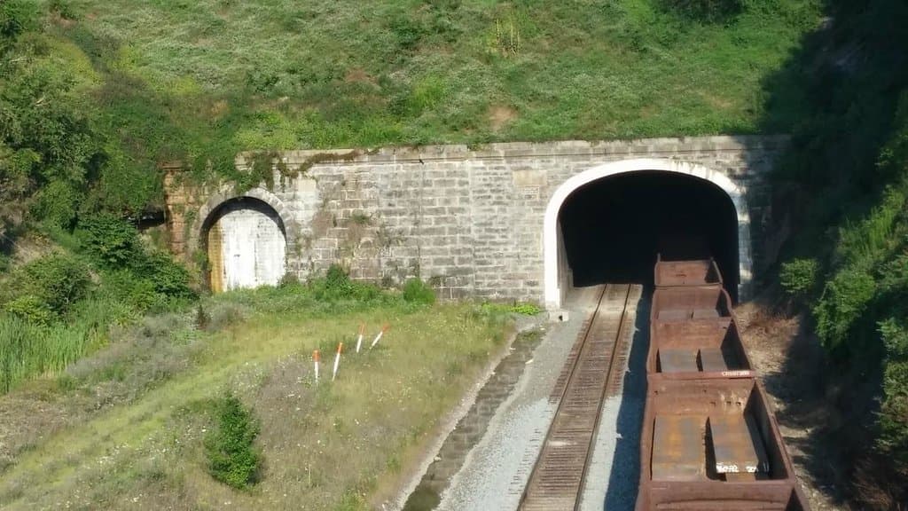 Train Coming Through Tunnel