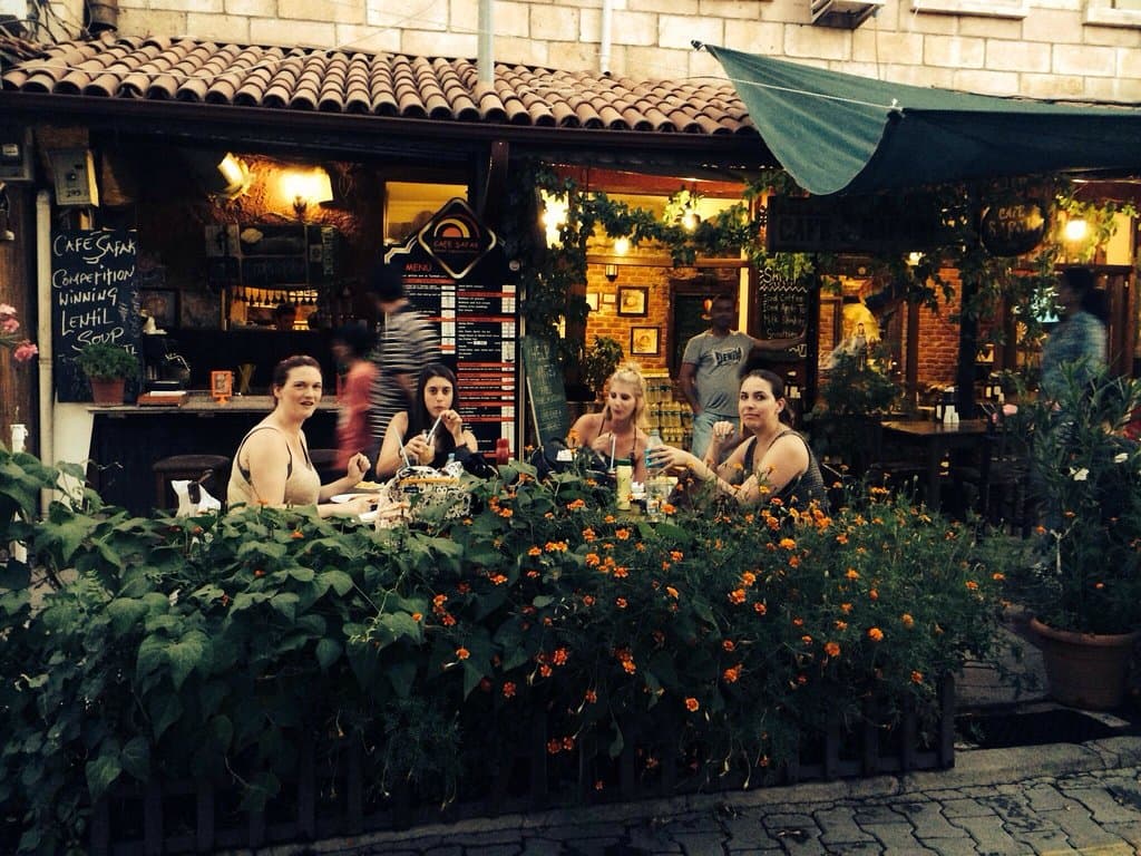 Lazy women eating dinner.