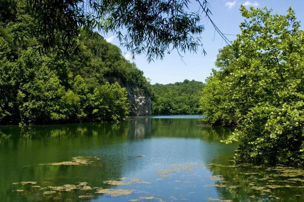 A beautiful look from the Observation Deck at Mead's Quarry lake at Ijams