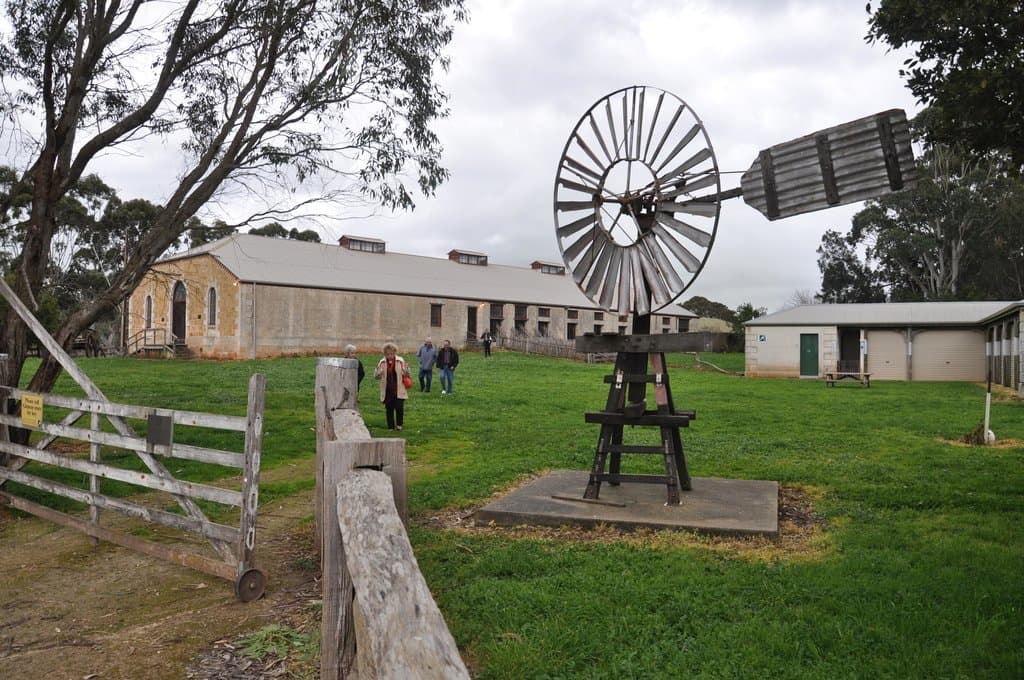 Glencoe Wool Shed as sen from the gate.