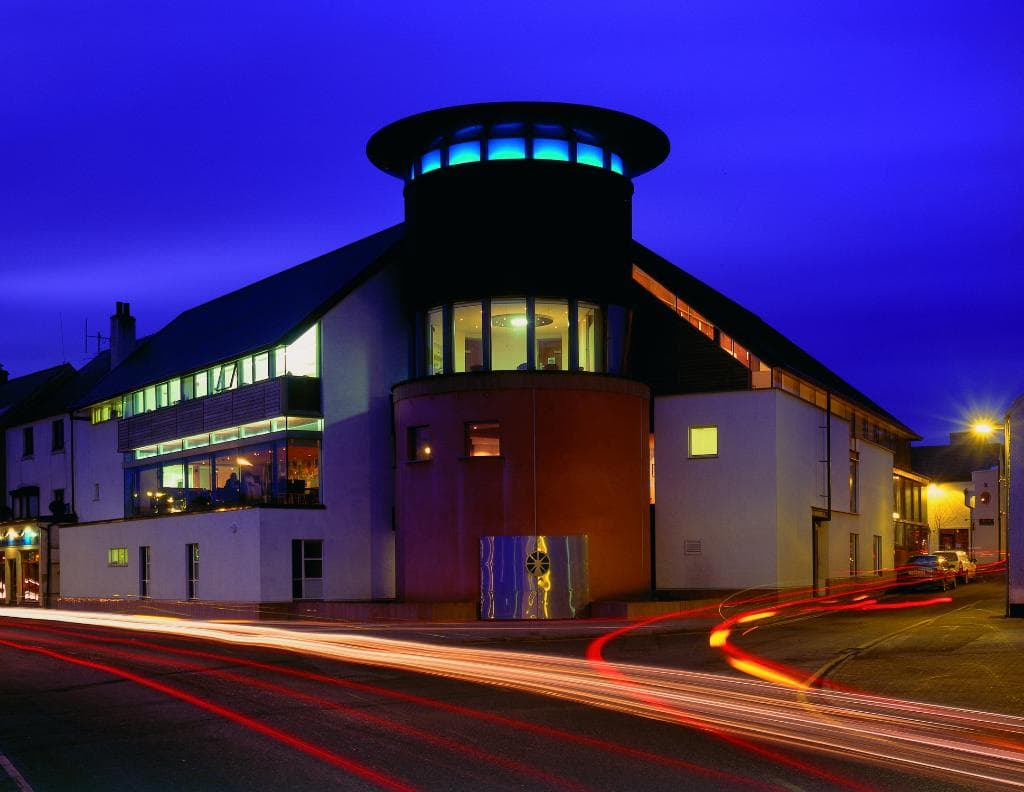 Exterior shot - our building overlooks Stornoway Harbour