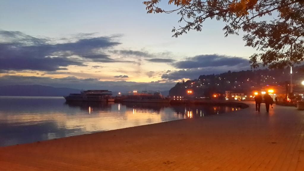 sunset  view from lake orhid