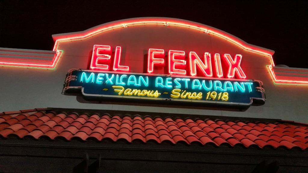The Front of the Restaurant Sign at El Fenix