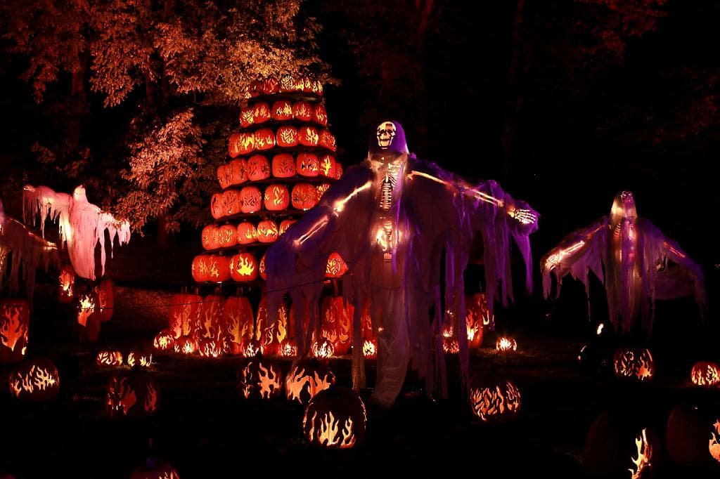 A towering pumpkin bonfire. Photo: Tom Nycz